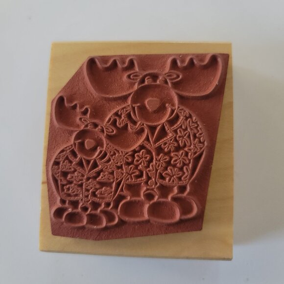 2008 Great Impressions Vicki Schreiner Rubber Stamp Moose in Pajamas - Picture 6 of 6